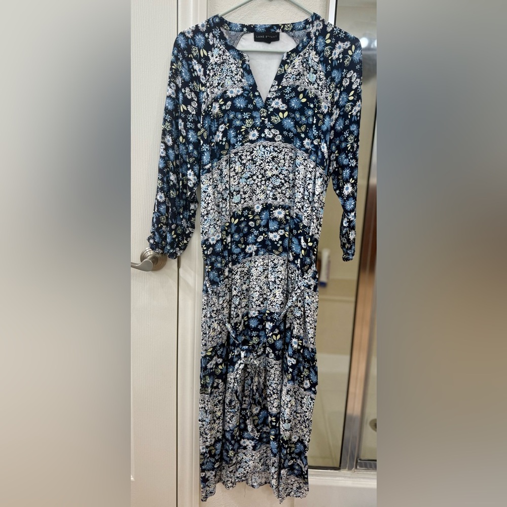 Lane Bryant Navy and White Floral Dress